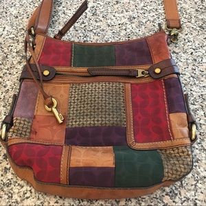 Fossil patchwork leather bag